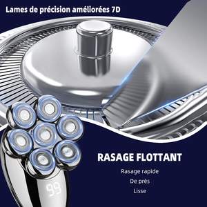 Rasoir Électrique Rechargeable pour Homme 5-en-1 Rotatif, Utilisation Humide/Sèche, Tondeuse Nez, Étanche IPX7, Affichage Numérique - Product Image 6