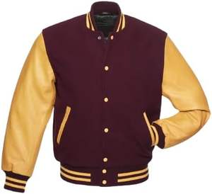 Hommes Varsity Jackets Baseball Letterman Corps en laine manches en cuir véritable Bomber style décontracté Varsity Jacket - Product Image 2