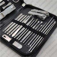 Kit de manucure et pédicure professionnel pour salon de beauté, avec outils en acier inoxydable, emballage personnalisable, design luxueux