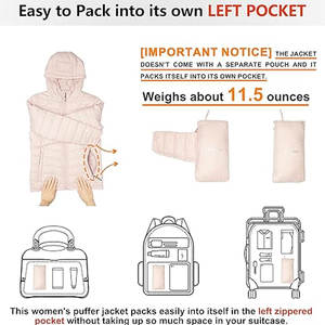 Chaqueta Acolchada de Invierno para Mujer, Ecológica, Plegable, Ligera, con Capucha y Cierre Completo, Resistente al Agua, para Clima Frío - Product Image 2