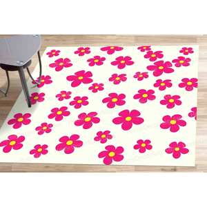 Tapis imprimé à fleurs roses : Décoration intérieure et chambre d'enfant, avec tapis à poils doux - Product Image 1