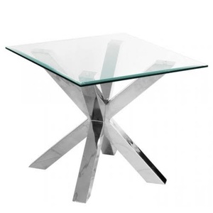 Table basse en aluminium en métal de conception moderne pour le café de luxe de restaurant servant la table unique de style avec l'article supérieur d'utilisation en verre - Product Image 6