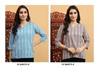 Trendy Export-Ready Cotton-Rayon Short Kurti Top pour les femmes Mélange parfait de style confortable et de vêtements ethniques indiens modernes