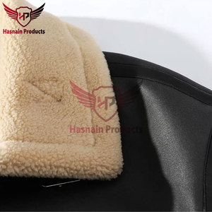 Veste en cuir véritable noir pour homme, doublure en fourrure beige, manteau aviateur en peau de mouton B3, veste bomber personnalisée, vêtement d'extérieur chaud et épais pour l'hiver - Product Image 4