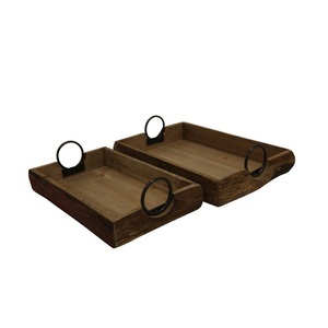 Natural Wooden Serving <b>tray</b> With Metal handle Dinner And Kitchenware Food <b>Tea</b> Coffee Serving Storage <b>Tray</b> Platter Organizing Use - Product Image 1
