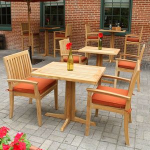 Table de bistrot d'extérieur durable en bois de teck massif avec coussins imperméables au design moderne pour application à la ferme-Teck Cafe Bistro - Product Image 4