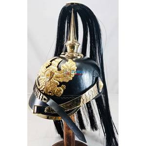 Casco Alemán Medieval Pickelhaube, Casco de Cuero Hecho a Mano con Púas Largas, Estilo Prusiano, Grado Oficial, con Ágata, Usable, Recuerdo Navideño - Product Image 4