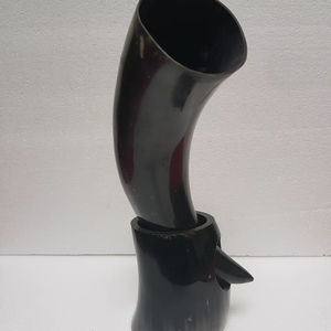 Taza de cuerno vikingo rústico hecha a mano Natural ecológico religioso Ale Cup correa de cuero nórdico inspirado Mead beber regalo Set India - Product Image 1