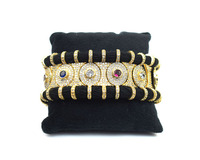 Elegante Pulsera de Macramé con Hilo Chapado en Oro de 18k y Diamantes Americanos Ajustables de 10 Pulgadas