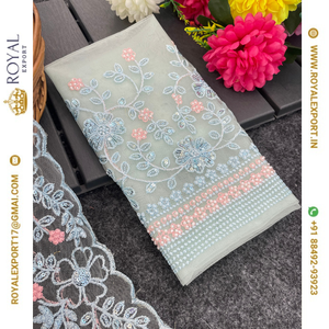 Lanzamiento exclusivo de Butterfly Mono Net Fancy Thread Work Sequence Saree Collection Fabricante por Royal Export en Surat Gujarat - Product Image 6