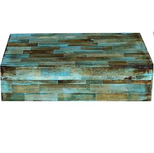 Handcrafted Antique Green Bone Inlay Jewelry Organizer <b>Box</b> with Intricate Brick Design for <b>Rings</b>, Earrings, and Accessories - Product Image 1