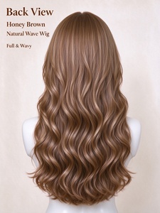 Peluca de Cabello Sintético con Ondas Naturales Color Marrón Miel, Suave, Larga y Ondulada para Uso Diario - Product Image 5