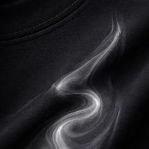 Camiseta de Hombre, Corte Regular, Negra, de Algodón Jersey, Manga Corta, Cuello Redondo, Estampado Digital con Diseño de Humo, Estilo Urbano, Transpirable, Tejido de Punto - Product Image 4