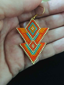 Grandes boucles d'oreilles brodées Boucles d'oreilles brodées légères Boucles d'oreilles en perles de riz avec strass colorés pour femmes - Product Image 4