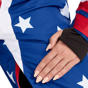 Traje de esquí de nieve con estampado personalizado de lujo 2025 para mujer, Anorak cálido de una pieza con chaqueta y pantalones, trajes de esquí con estampado de bandera - Product Image 3