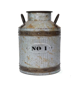 Lata de leche galvanizada de forma redonda, maceta de granja de lujo con acabado personalizado, gran venta de maceta para el hogar y el jardín. - Product Image 6