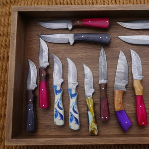 Ensemble de couteaux de chef en acier au carbone forgé à la main, quatre pièces, 10 pièces, multicolores, manche en bois, haute qualité, durable, ambidextre - Product Image 3