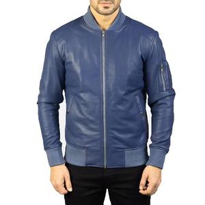Blouson aviateur en cuir véritable pour homme, style formel, fermeture éclair authentique, doublure matelassée, imperméable et coupe-vent - Product Image 1