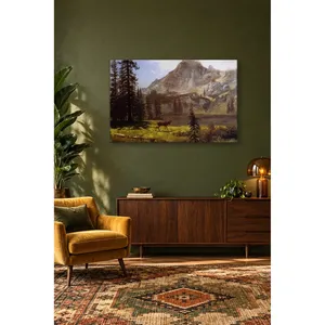 Impression sur toile de cerf de Fida Bierstadt au bord d'un lac de montagne - Product Image 5