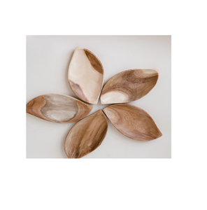 Plato de hoja de madera Plato de postre Estilo occidental Accesorios de cocina Novedad Bandeja para servir frutas de 3 secciones con patrón novedoso en venta - Product Image 4