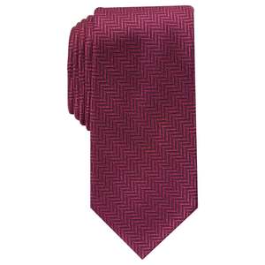 Cravatta Perry Ellis da uomo Savin Herringbone in rosso scuro, taglia normale, per occasioni formali - Product Image 1