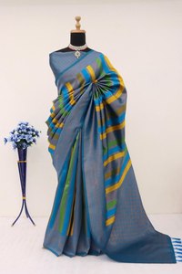 Nueva llegada fresca Kanchipuram Kuber Party Wear Sarees con blusa Recepción Saree 2024 Última colección - Product Image 6