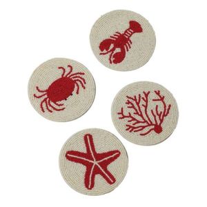 Posavasos bordado de cuentas de semillas vibrantes hecho con habilidades artesanales Paquete de posavasos de cuentas de semillas bordado floral hecho a mano - Product Image 3