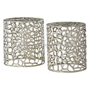 Wholesale Aluminium Side Stool Pewter Plating Silver Stylish Stool Customized Ottomans Handmade Nordic <b>Accessories</b> - Product Image 3