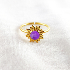 Sun Shine Faceted Cut Amethyst Gemstone Round Shape Ring for Making <b>Necklace</b> and Earring Jewel Charm Wholesale Gemstone Supplier - Product Image 1