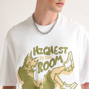 Camiseta personalizada para hombre 100% algodón calidad de lujo Rib cuello redondo impreso ropa de calle camiseta para hombre - Product Image 5