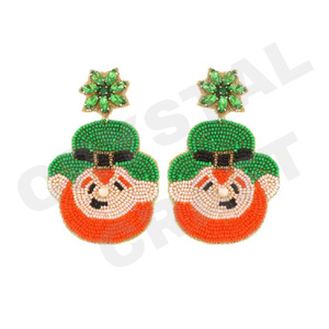 Pendientes con cuentas de diseños elegantes para mujer Color patriótico naranja blanco azul para boda o Día de los Caídos - Product Image 2