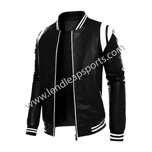 Streetwear décontracté pour hommes Vestes pour hommes Cool Varisty Veste en cuir Versity College pour hommes - Product Image 2