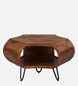 Table d'appoint ronde moderne en fer forgé avec cadre en métal Table de chevet en bois pour salon chambre canapé Table d'extrémité - Product Image 1