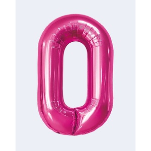 Palloncini Numero Fucsia 100cm Numero 0, Confezione da 12 Pezzi - Product Image 1