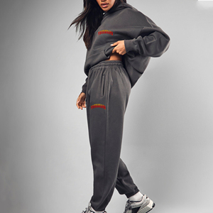 Nouveau arrivé 2025 100% coton poids lourd 400GSM surdimensionné goutte épaule streatwear pull sans fil survêtements pour femmes - Product Image 1