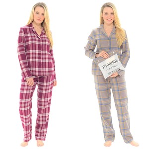 Pijamas de mujer, además de ropa, traje transpirable de algodón de franela para mujer, pijamas de otoño e invierno, Tops para dormir con estampado a cuadros, ropa de salón - Product Image 2