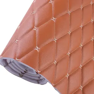 Quilted Leather with Foam Sofa Car Seat Covering Fashion Car Interior Embroidery PVC Fabric for Car Seat Printed Nonwoven