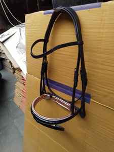 Bridon de dressage en cuir semi-roulé anatomique pour cheval avec cristaux, équipement équestre anglais, muserolle en strass - Product Image 3