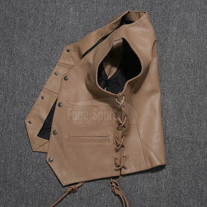 Gilet en cuir Slim Fit gilet en cuir léger pour hommes Sports de plein air gilet en cuir décontracté - Product Image 2