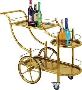 Carrito de servicio de metal de dos niveles con asas fuertes, ideal para servir alimentos y bebidas en fiestas y eventos - Product Image 5