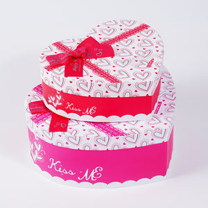 Baskılı Logo sert kağıt karton çikolata çiçek hediye ambalaj kapağı ve taban aşk kalp şekilli takı kutuları toptan - Product Image 5