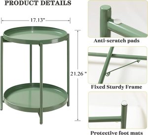 Accent Green powder Coated Table Metal Modern Furniture <b>Side</b> Table <b>for</b> Bedroom 2 Tier Display Elegant Interior Furniture Tables - Product Image 2