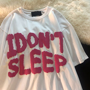 Venta al por mayor OEM 100% algodón marca personalizada 3D Puff impresión lisa camiseta de gran tamaño espuma serigrafía Puff impresión camiseta - Product Image 3