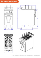 Cuisinière à pâtes au gaz commerciale avec armoire, 6 paniers, bouilloire à nouilles, cuisinière à pâtes en acier inoxydable