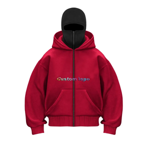 Manufacturer Custom Screen Print Full Zip up Vintage Drop Shoulder Oversized Acid Wash Streetwear Covered Thermal - Product Image 3