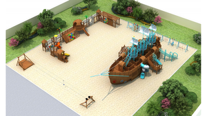 Grand ensemble de jeu de toboggan en bois personnalisable pour les écoles et les parcs pour les jeux en plein air et les centres commerciaux - Product Image 4