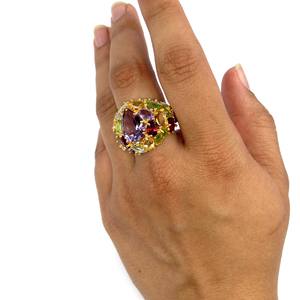 Anillo de Plata de Ley 925 chapado en oro personalizado, gemas semipreciosas hechas a mano, para cóctel - Product Image 6