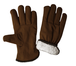 Guantes de conductor de cuero de grano de vaca resistentes al frío con forro polar blanco completo Guantes de protección de seguridad industrial de cuero de calidad - Product Image 4