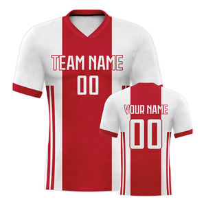 Maillot de football personnalisé pour supporters et joueurs – Nouvelle saison – Ensemble de football club rouge et blanc – 100 % polyester respirant et anti-humidité pour équipe - Product Image 4