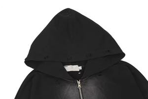 New Look Custom Acid Wash & Sun faded Hoodie Hombres French Terry Custom Logo Heavyweight Pullover Oversized Sun Faded Zip up Hoodie - Product Image 4